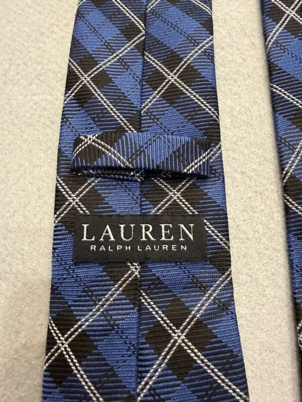 Lauren Ralph Lauren Blue Black Plaid Silk Blend Classic Men's Tie